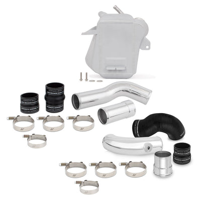 Mishimoto 11-16 Ford 6.7L Powerstroke Air-To-Water Intercooler Kit - Wrinkle Silver w/Polished Pipes