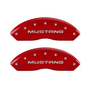 MGP 4 Caliper Covers Engraved Front Mustang Engraved Rear SN95/GT Red finish silver ch