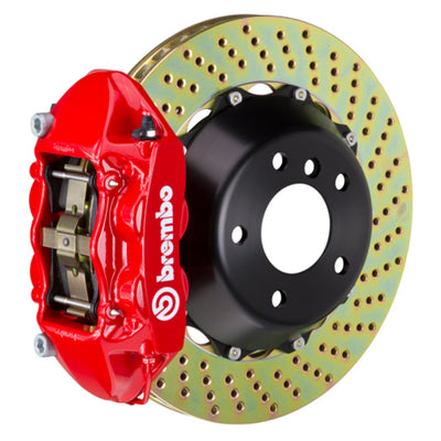 Brembo 06-10 M5 (E60)/06-10 M6 (E63/E64) Rear GT BBK 4 Piston Cast 380x28 2pc Rotor Drilled-Red