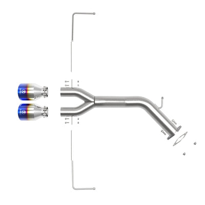 aFe Takeda 3in-2.5in 304 SS Axle-Back Exhaust w/Blue Flame Tip 19-20 Hyundai Veloster I4-1.6L(t)