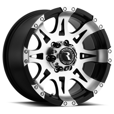 Raceline 982 Raptor 18x9in / 8x165.1 BP / -6mm Offset / 125.2mm Bore - Black & Machined Wheel