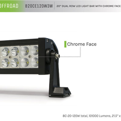 DV8 Offroad Chrome Series 20in Light Bar 120W Flood/Spot 3W LED