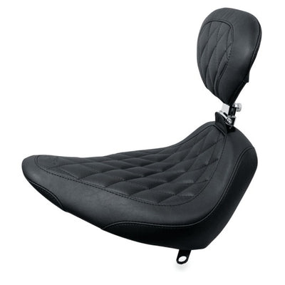 Mustang 84-06 Harley Standard Rear Tire Wide Tripper Solo Seat w/DBR Diamond Stitch - Black
