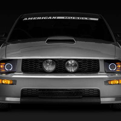 Raxiom 05-09 Ford Mustang Halogen 2010 Style LED Halo Headlights-Blk Hsng(Clear Lens/Excludes GT500)