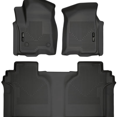 Husky Liners 19-23 Chevrolet Silverado 1500 Crew Cab WeatherBeater Blk Front & 2nd Seat Floor Liners