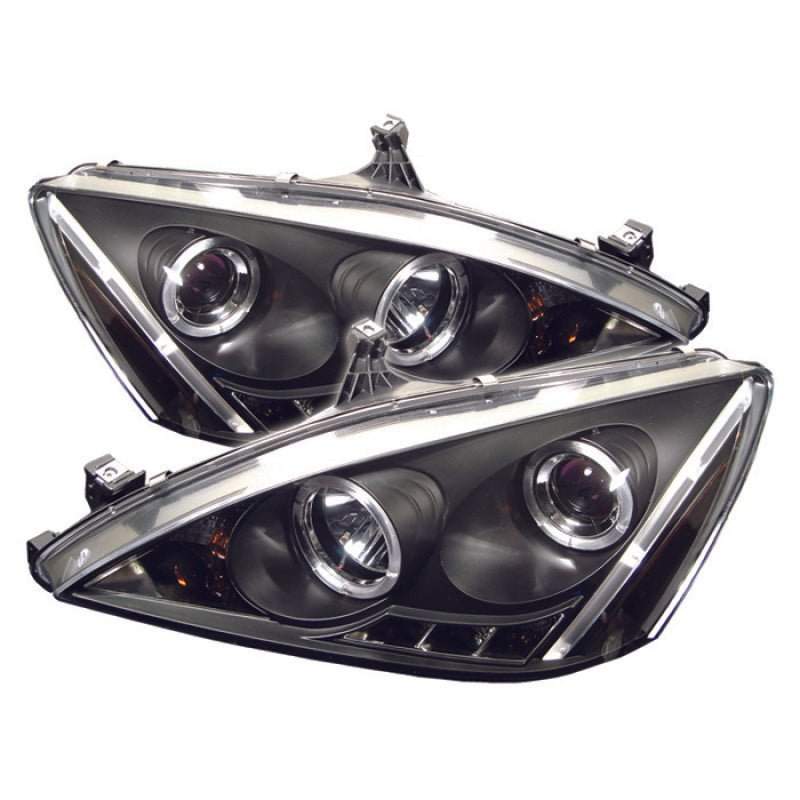 Spyder Honda Accord 03-07 Projector Headlights LED Halo Amber Reflector LED Blk PRO-YD-HA03-AM-BK