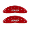 MGP 4 Caliper Covers Engraved Front & Rear Silverado style/SS Red finish silver ch