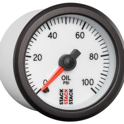 Autometer Stack 52mm 0-100 PSI 1/8in NPTF Male Pro Stepper Motor Oil Pressure Gauge - White