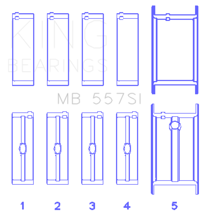 King Engine Bearings Small Block Chevy (Size STD) Silicon Aluminum Bi-Metal Main Bearing Set