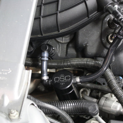 J&L 11-17 Ford Mustang V6 Passenger Side Oil Separator 3.0 - Black Anodized