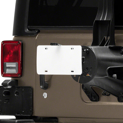 Raxiom 07-18 Jeep Wrangler JK Axial Series License Plate Bracket w/ LED Brake Light