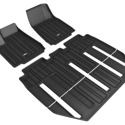 3D Maxpider 17-21 Tesla Model X Folding 7-Seat Elitect 1st 2nd 3rd Row - Floor Mat Set (Black)
