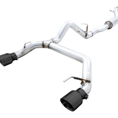 AWE Tuning 2021+ Ford Bronco 0FG Dual Rear Exit Exhaust w/Diamond Black Tips & Bash Guard