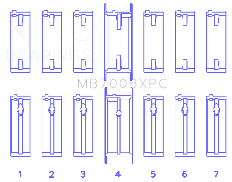 King Engine Bearings Nissan 2.5L RB25DET 24V (Size .026) Coated Performance Main Bearing Set