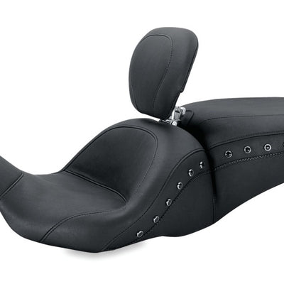 Mustang 08-21 Harley Electra Glide, Rd Glide, Rd King, Glide Lowdown 1PC Seat w/DBR Pearls - Black