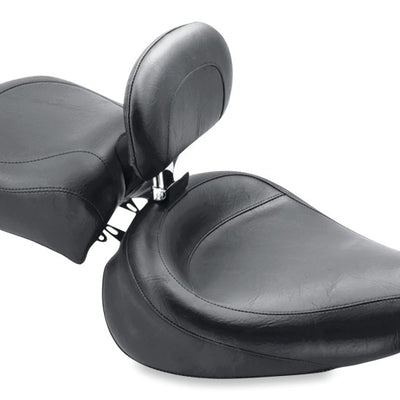 Mustang 91-05 Harley Dyna Wide Touring Solo Seat w/Driver Backrest - Black