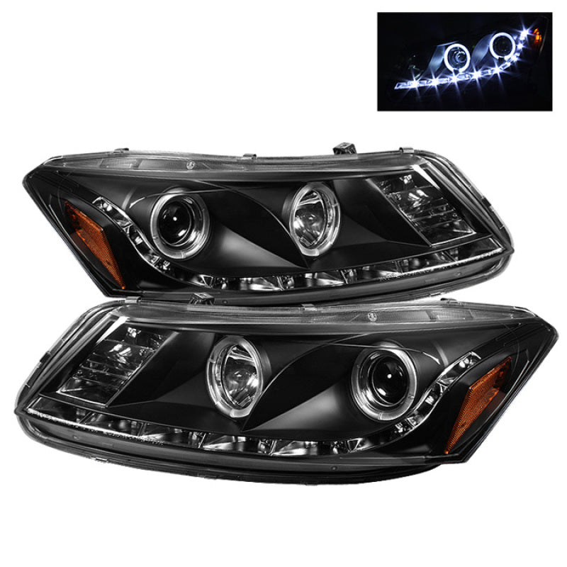 Spyder 08-12 Honda Accord No Crosstour 4Dr Proj Headlights- LED Halo DRL Blk PRO-YD-HA08-4D-HL-BK