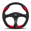 Momo Quark Steering Wheel 350 mm - Black Poly/Black Spokes/Red Inserts