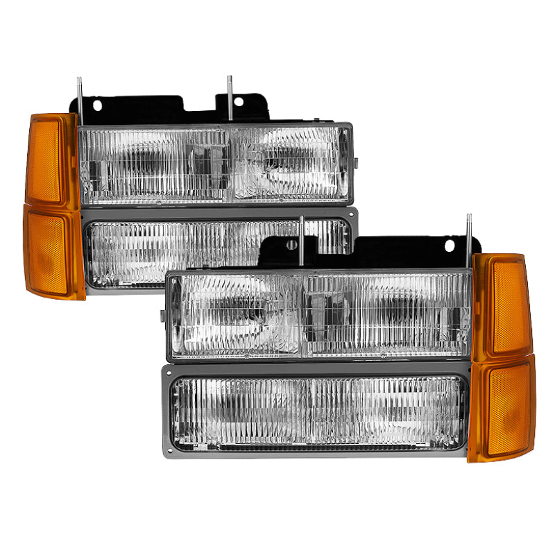 xTune Chevy Suburban 94-98 Headlights w/ Corner & Parking Lights 8pcs - OEM HD-JH-CCK94-OE-C-SET