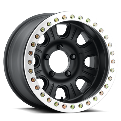 Raceline RT231 Monster 17x8.5in/5x127 BP/0mm Offset/83.82mm Bore - Black & MACH. Ring Beadlock Wheel