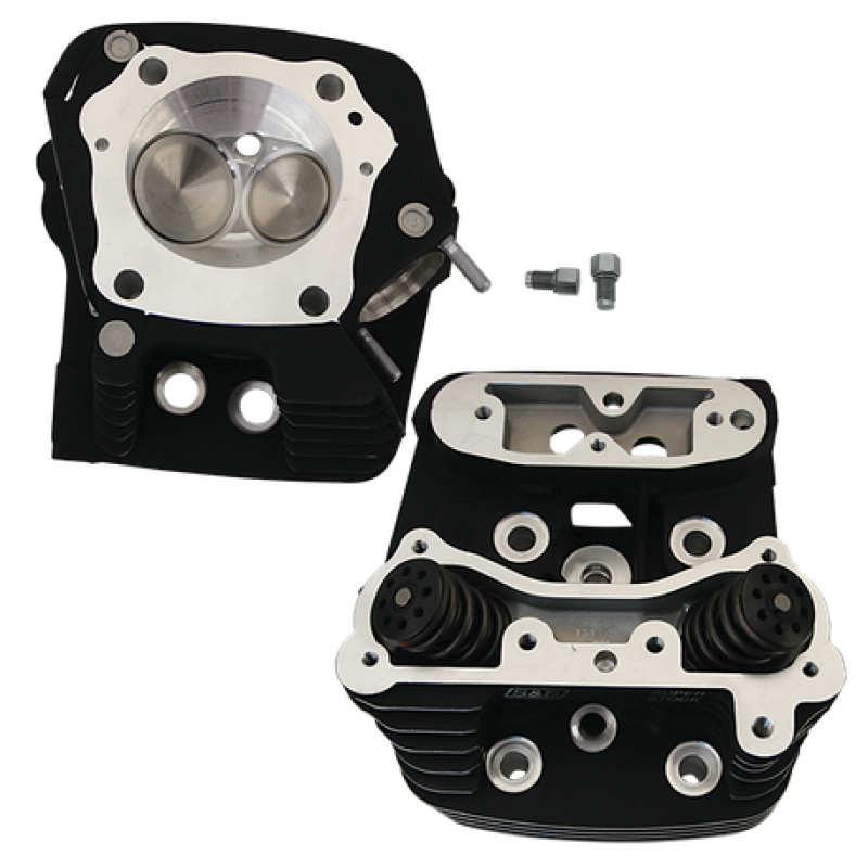 S&S Cycle 84-99 BT 93cc Cylinder Head Kit For S&S 4in Bore - Wrinkle Black