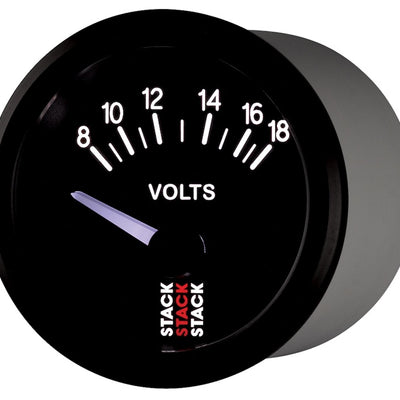 Autometer Stack Instruments 52mm 8-18V Electric Battery Voltage Gauge - Black