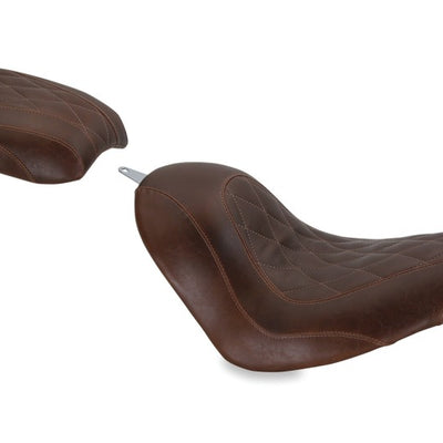 Mustang 06-17 Harley Softail Wide Tire (200mm) Tripper Solo Seat Diamond Stitch - Distressed Brown