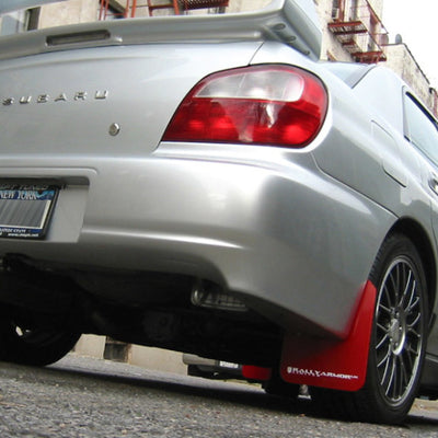 Rally Armor 02-07 Subaru WRX/STI/RS/2.5i (Wagons Req. Mod.) Red UR Mud Flap w/White Logo
