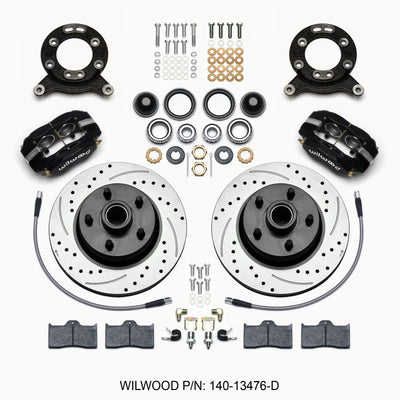 Wilwood Forged Dynalite-M Front Kit 11.30in 1 PC Rotor&Hub-Drill 65-69 Mustang Disc & Drum Spindle
