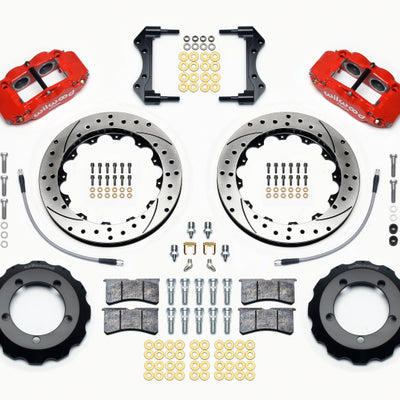 Wilwood Narrow Superlite 4R Front Hat Kit 12.88in Drill Red 66-75 Ford Bronco Dana 30/44 w/Lines