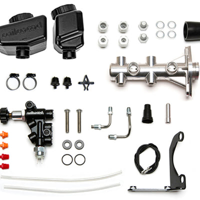 Wilwood Remote Tandem M/C Kit w/Bracket and Valve - 1in Bore Burnished