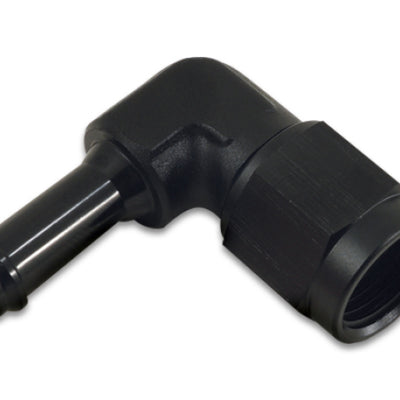 Vibrant Female -6AN to 5/16in Hose Barb 90 Degree Adapter Fitting - Anodized Black