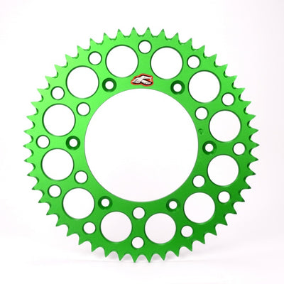Renthal 98-24 Kawasaki KX 80/85L/85II/100/112 Rear Grooved Sprocket - Green 420-51P Teeth
