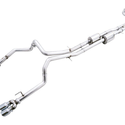 AWE Tuning 22-23 GMC Sierra 1500 AT4X 6.2L 0FG Catback Split Dual (Flat Bumper) - Chrome Silver Tips