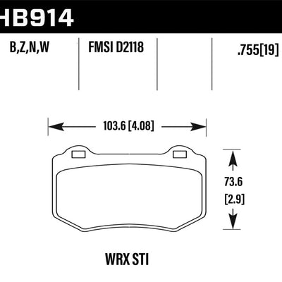 Hawk 2018 Subaru WRX STI HPS 5.0 Rear Brake Pads