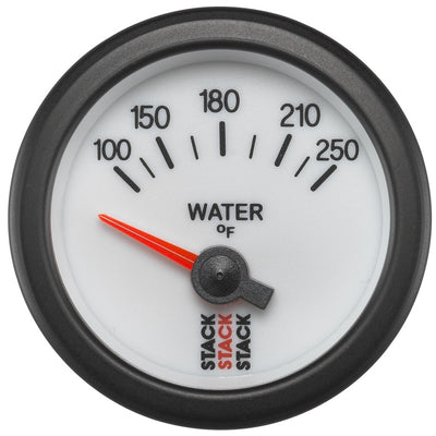 Autometer Stack 52mm 100-250 Deg F 1/8in NPTF Electric Water Temp Gauge - White