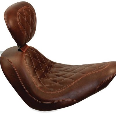 Mustang 04-21 Harley Sportster Wide Tripper Solo Seat w/Driver Backrest - Distressed Brown