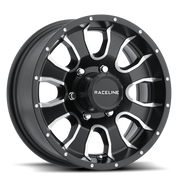 Raceline 860M Mamba 16x6in / 6x139.7 BP / 0mm Offset / 4.25mm Bore - Black & Machined Wheel