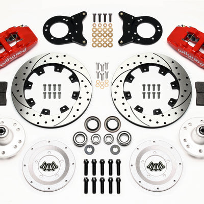 Wilwood Dynapro 6 Front Hub Kit 12.19in Drill Red 1970-1973 Mustang Disc & Drum Spindle