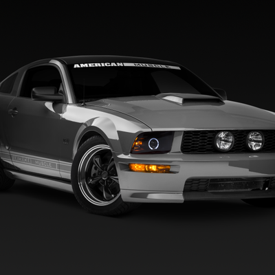 Raxiom 05-09 Ford Mustang Halogen 2010 Style LED Halo Headlights-Blk Hsng(Clear Lens/Excludes GT500)