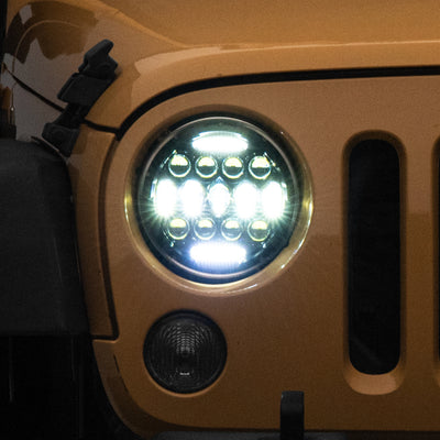 Raxiom 97-18 Jeep Wrangler TJ/JK Axial Series 13-LED Headlights- Black Housing (Clear Lens)