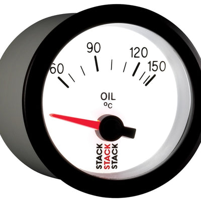 Autometer Stack 52mm 60-150 Deg C M10 Male Electric Oil Temp Gauge - White