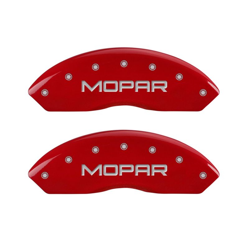 MGP 4 Caliper Covers Engraved Front and Rear: Red Powder Coat Finish, Silver Characters