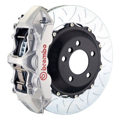 Brembo 05-14 Mustang GT Excl non-ABS Equipped Fr GT BBK 6Pist Cast 355x32 2pc Rtr Slot Type3-Silver