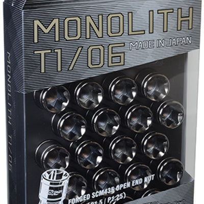 Project Kics 12 x 1.5 Glorious Black T1/06 Monolith Lug Nuts - 4 Pcs