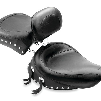 Mustang 91-05 Harley Dyna Wide Touring Recessed Passenger Seat w/Studs - Black