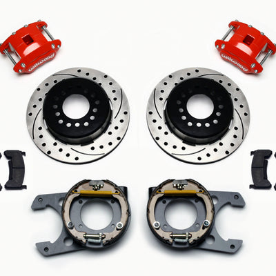Wilwood D154 P/S P-B Kit Drilled-Red Chevy C-10 2.42 Offset 5-lug