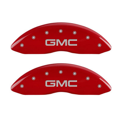 MGP 2 Caliper Covers Engraved Front GMC Red Finish Silver Characters 2008 GMC Canyon