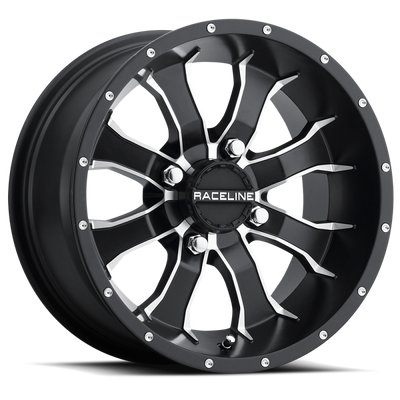 Raceline A77 Mamba 15x7in / 4x156 BP / 5mm Offset / 132.5mm Bore - Black & Machined Wheel