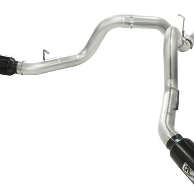 aFe MachForce XP Exhaust 4inch DP-Back All SS 2011-14 GM Diesel Trucks V8-6.6L LML Black Tips